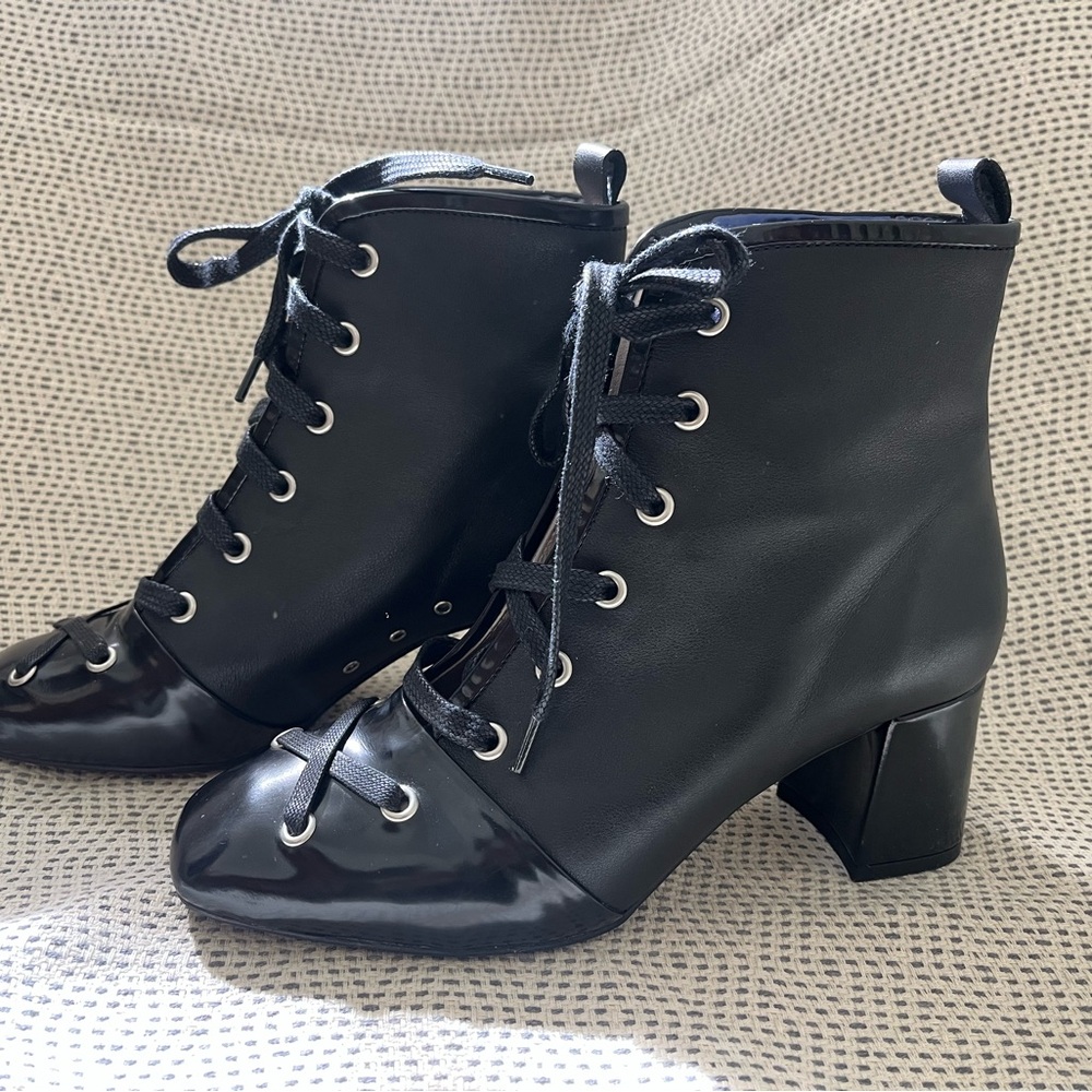 Intentionally Blank Black Lace-Up Ankle Boots